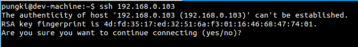 SSH connecti confirmation