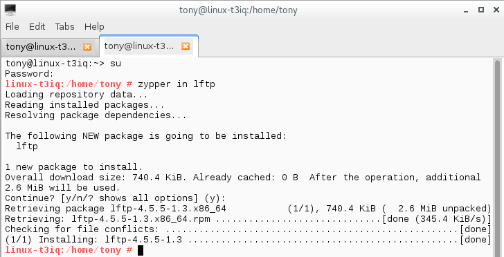 opensuse lftp install