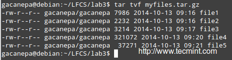 Check Files in tar Archive