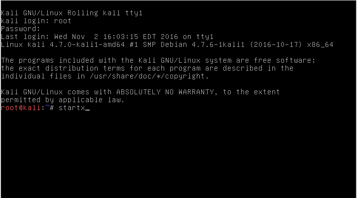 Start Desktop Environment in Kali Linux