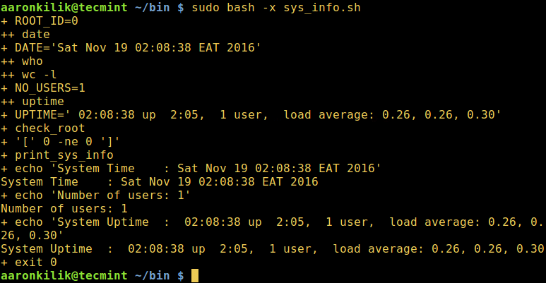 Trace Shell Script Execution