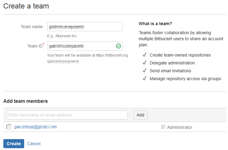 Bitbucket - Create a Team
