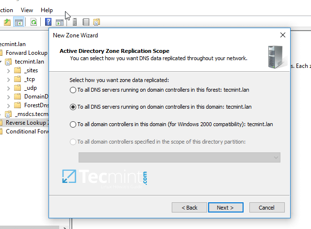 Select DNS for Samba Domain Controller