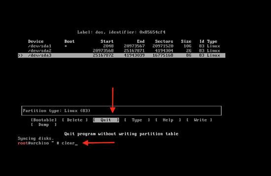 quit cfdisk