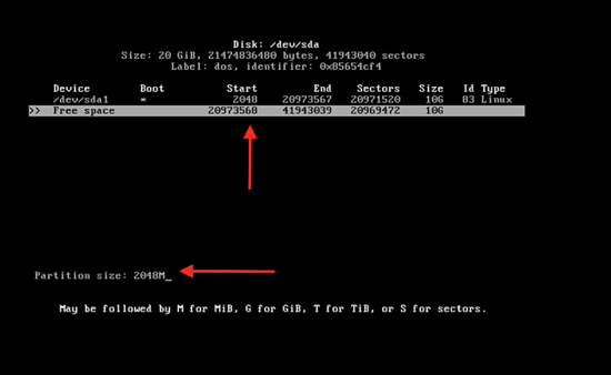 Create the 2GB swap partition