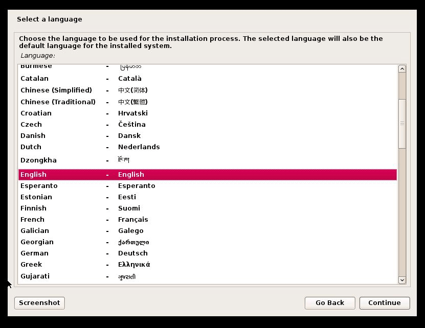 Devuan Language Selection