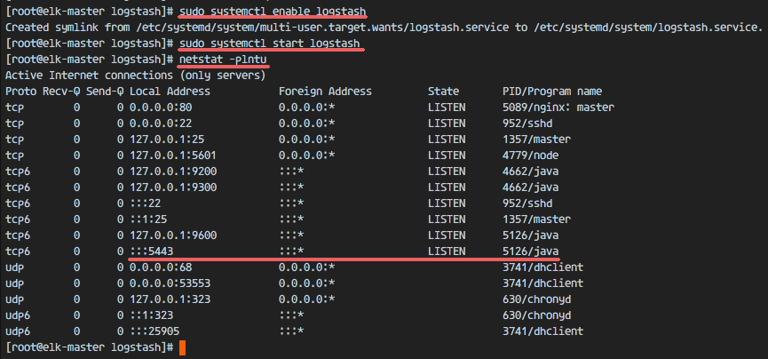 Logstash started on port 5443 with SSL Connection