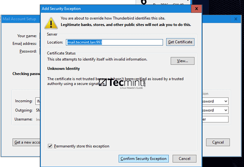 Thunderbird Security Exception