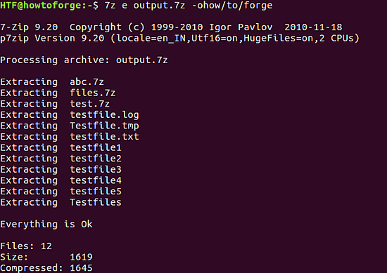 7zip output directory