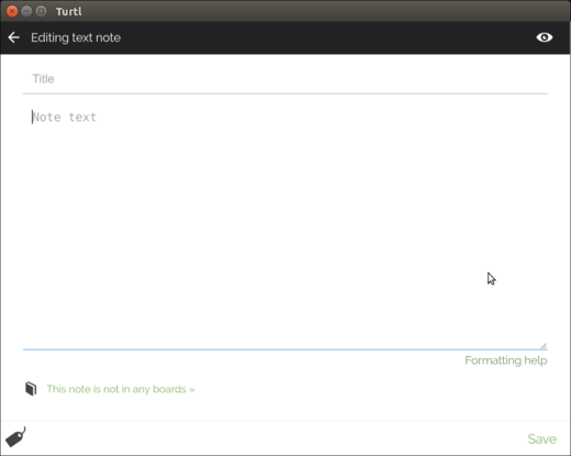 Create new text note with Turtl