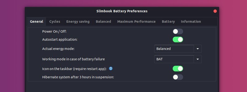 Slimbook Battery 通用设置