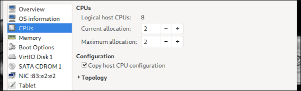 Changing the CPU count