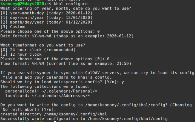 Configuring khal