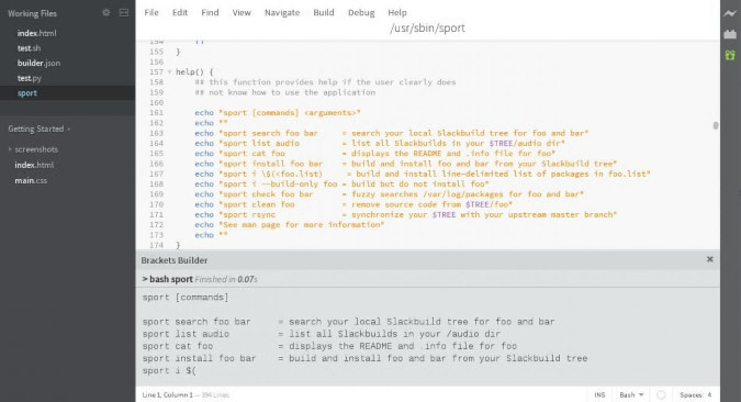 Brackets screenshot