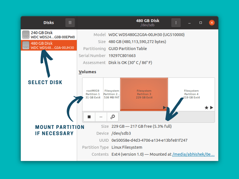 检查 Ubuntu 的桌面版本的可用磁盘空间