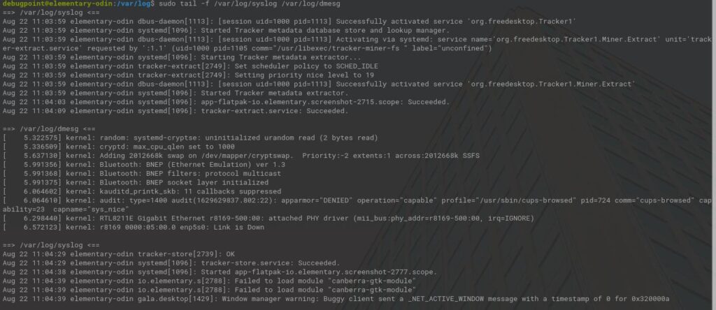 Monitoring multiple log files via tail