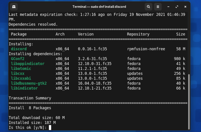 Installing Discord using DNF