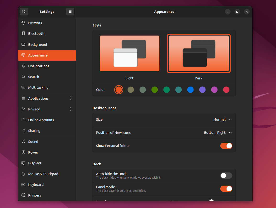 Ubuntu 22.04 Beta 中的强调色