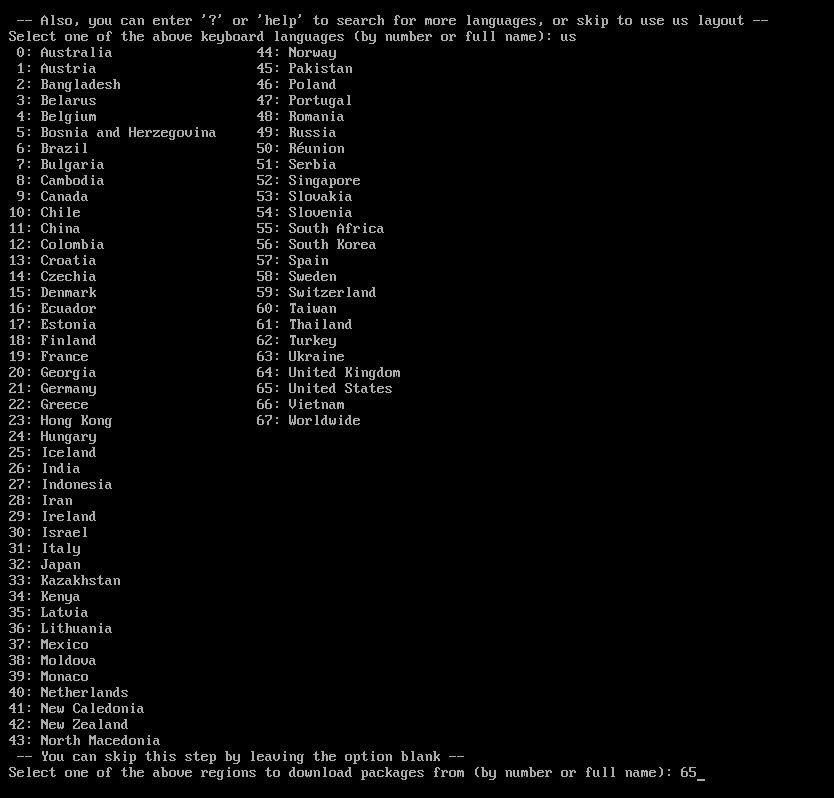 Keyboard Language – archinstall