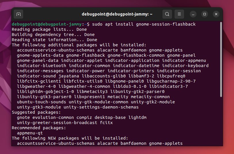 Install GNOME Classic Flashback Metacity in Ubuntu 22.04 LTS