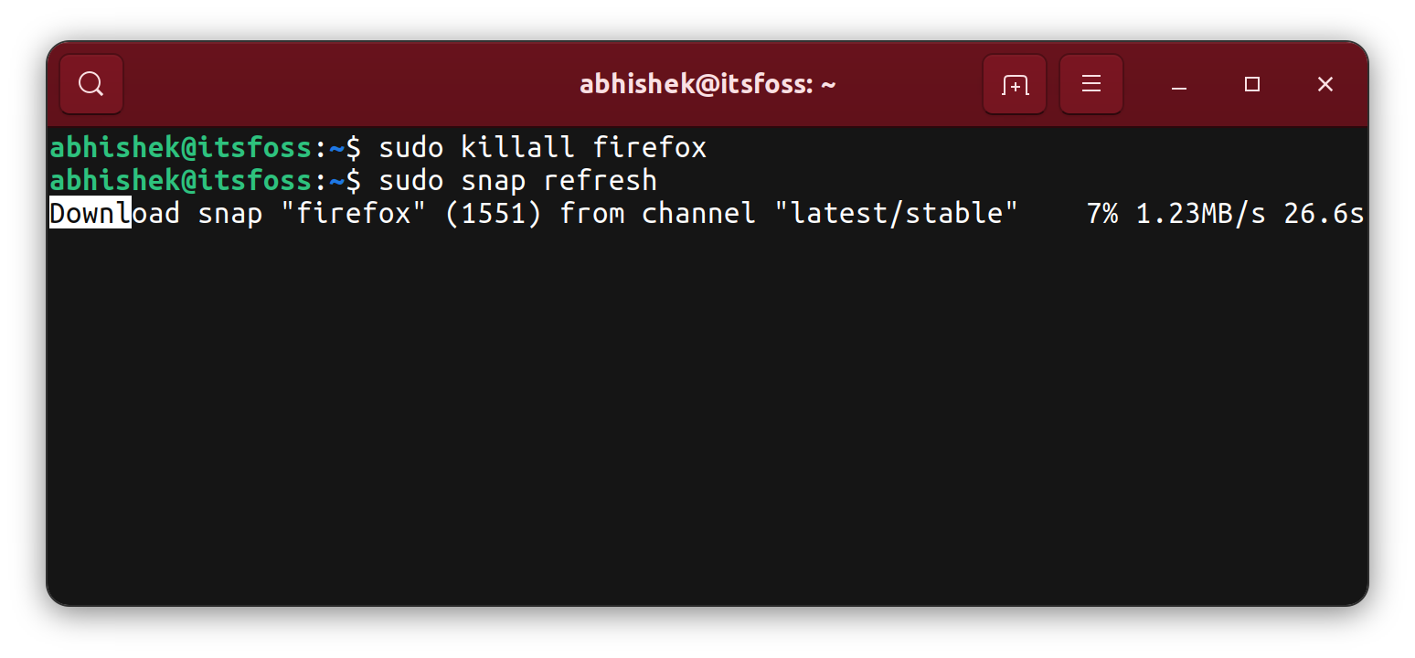 Firefox is being updated with Snap