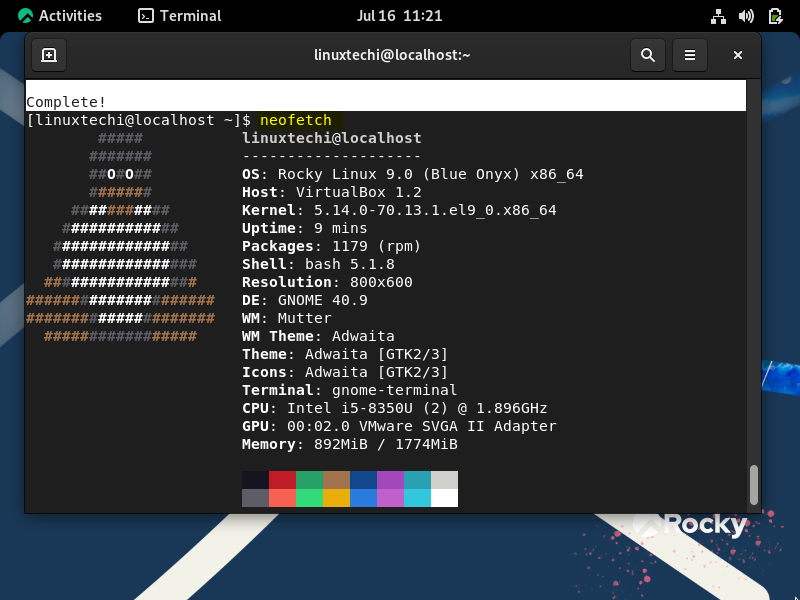 neofetch-rockylinux9-post-installation