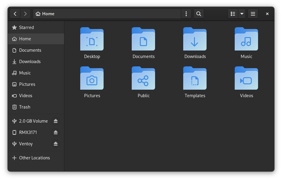 Nautilus showing connected USB devices