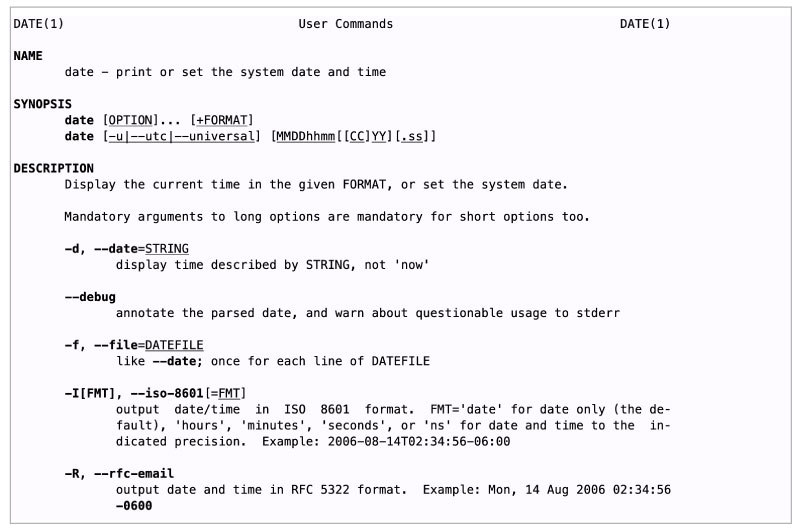 Figure 1: Manual of date command