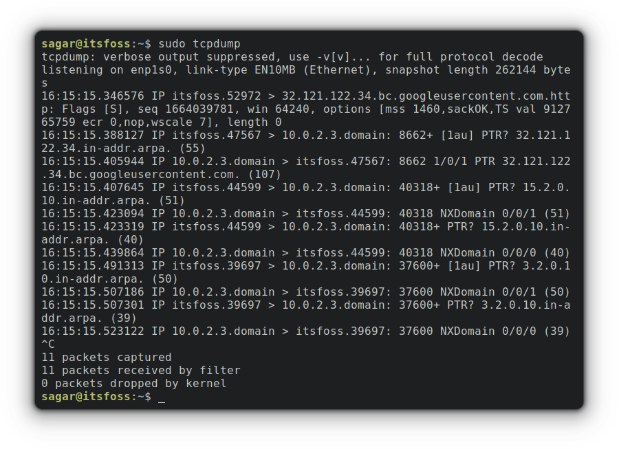 sudo tcpdump