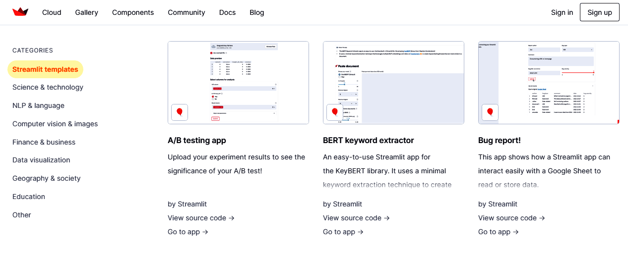 Figure 3: Categories of ML deployments in Streamlit