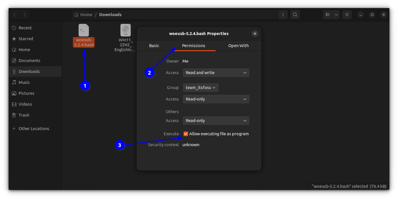 make woeusb script executable