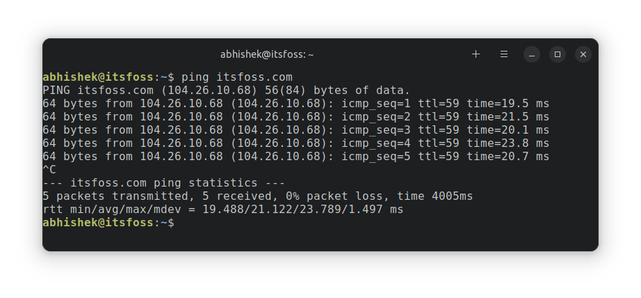 ping command ubuntu