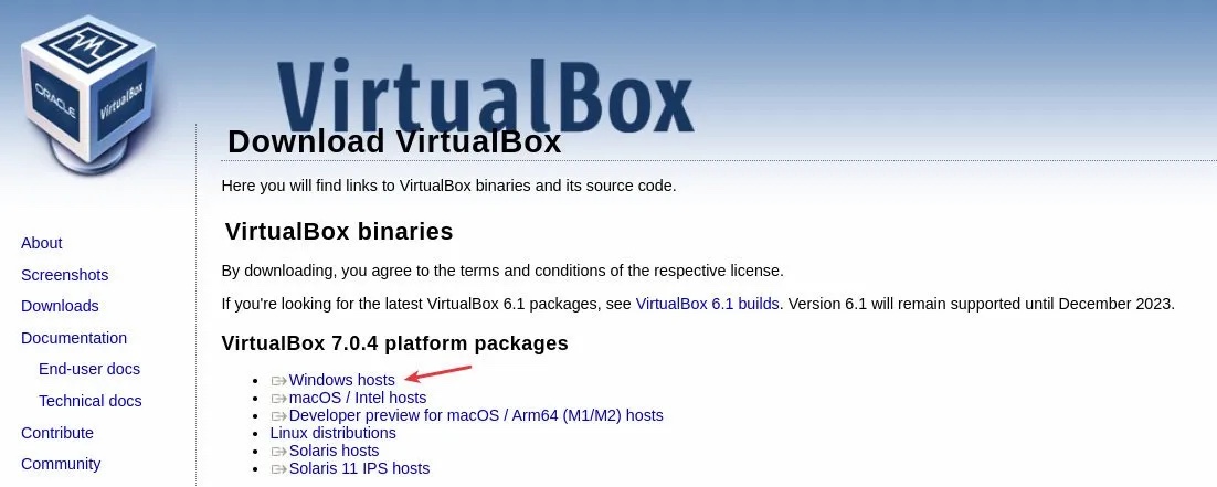 VirtualBox for Windows 的下载位置