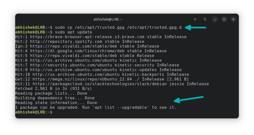 quick dirty way to fix apt key stored legacy