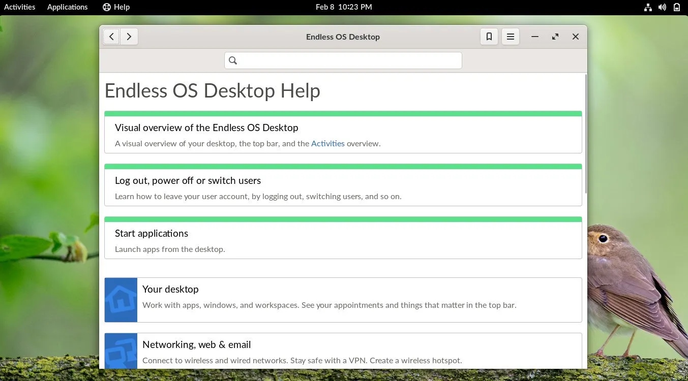 Endless OS desktop offline help