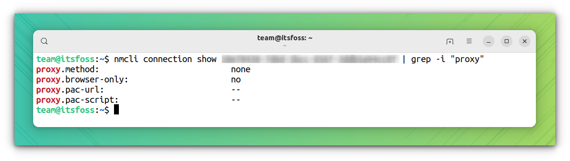 Proxy details using nmcli command