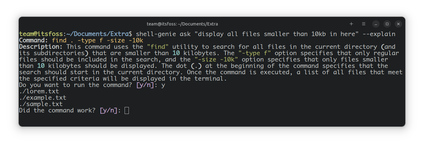 Shell Genie explain commands