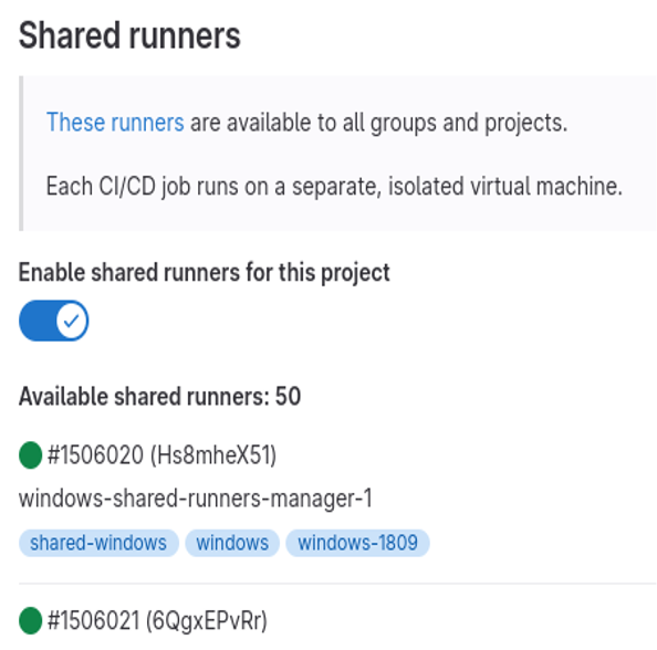 Display available GitLab runners in your repository's settings