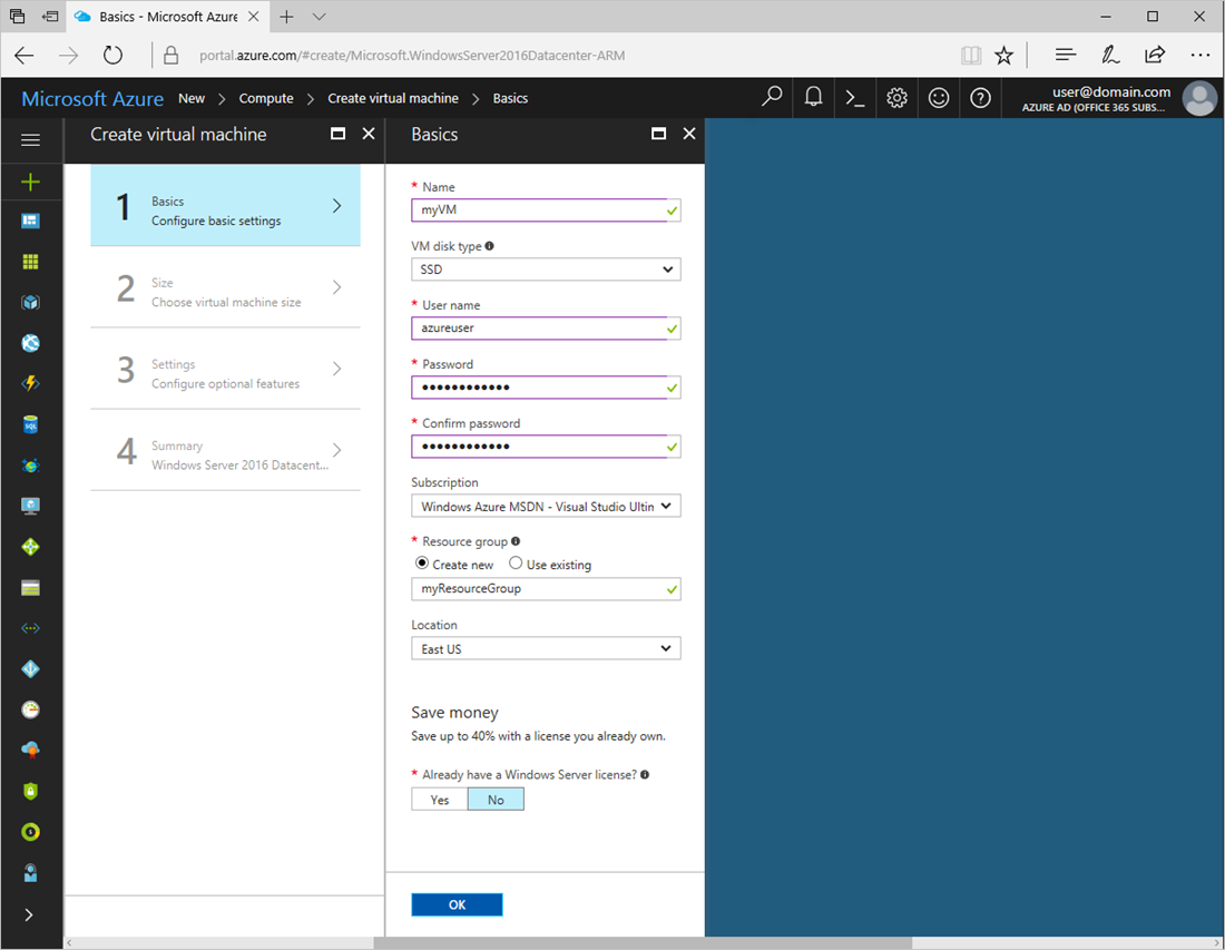 Create a Linux VM on Azure screenshot